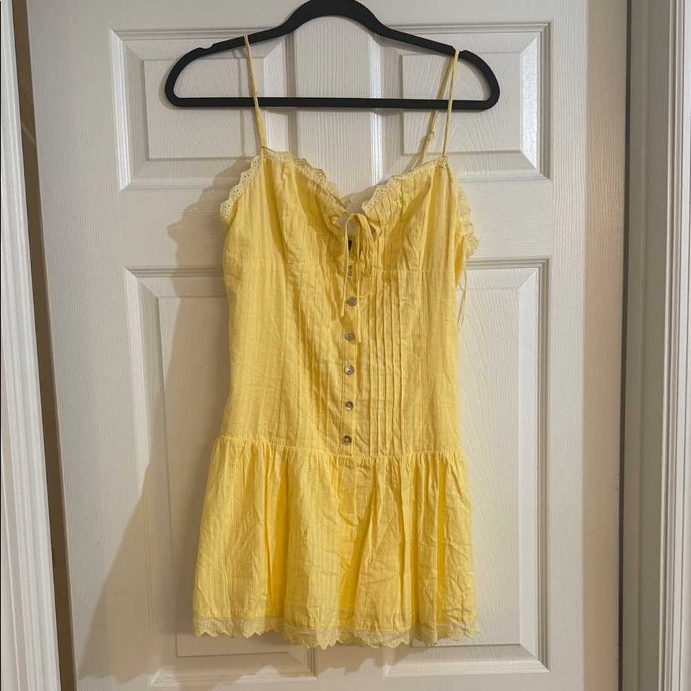 Yellow Lace-Trimmed Cotton Candy LA Dress